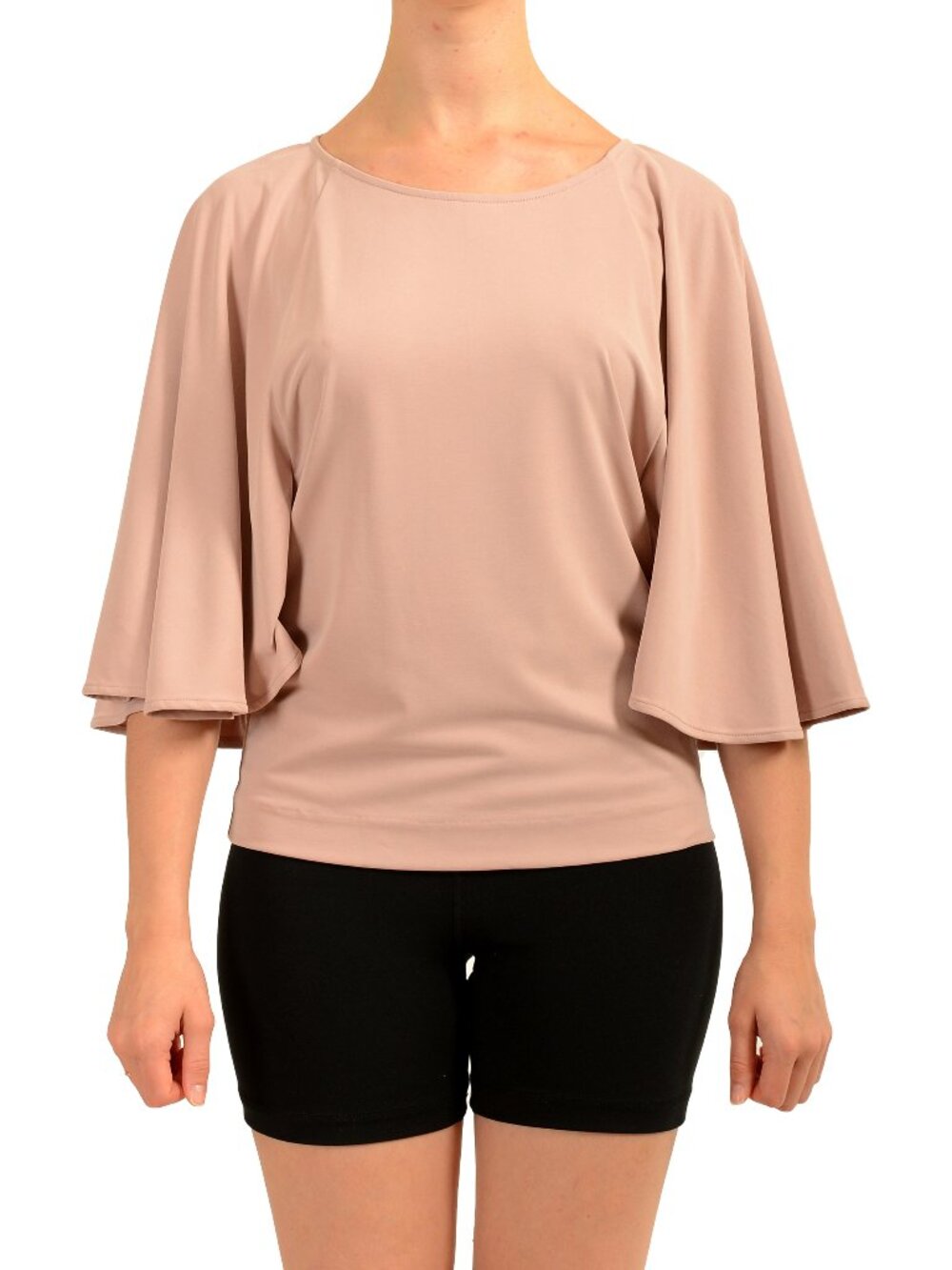 Hugo Boss Women's "C_Eboney" Pink 3/4 Sleeve Boat Neck Basic T-Shirt US S IT 40